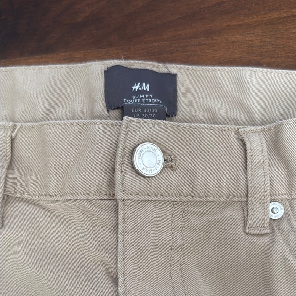 H&M Beige Khaki Pants 30x30 Slim Fit